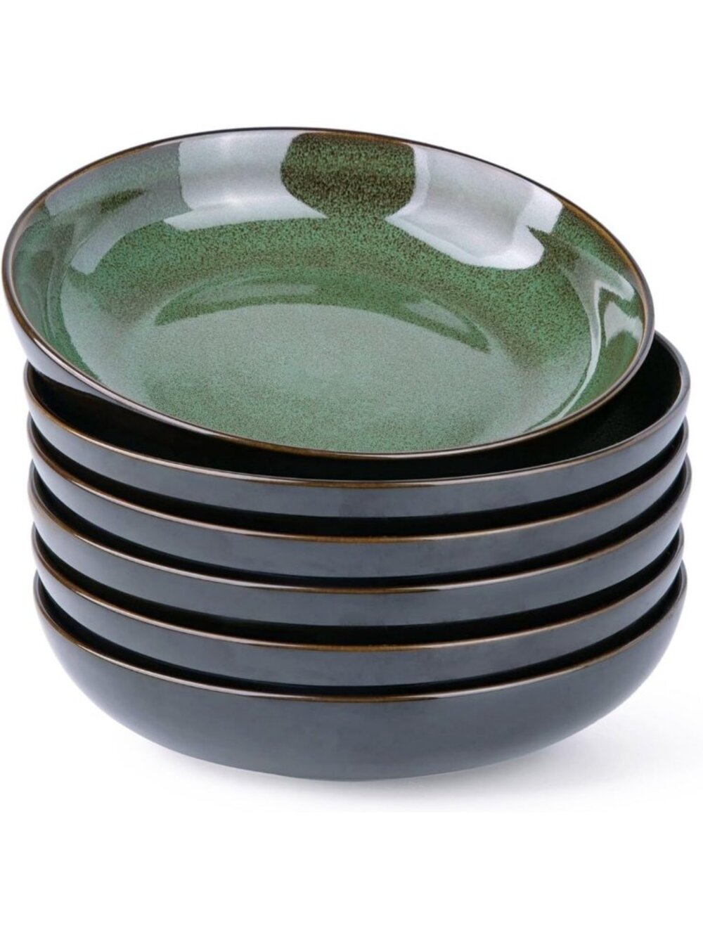 Set of 6 Large 9.0" Ceramic Pasta Bowls - 38oz Stoneware Dinnerware Collection